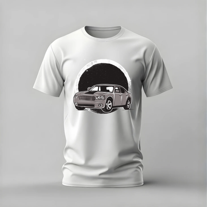 charger car tshirt; dodge charger shirt; muscle car graphic tee; moon car tshirt; american muscle tee; charger streetwear; unisex car tshirt; men cotton tshirt; half sleeve printed tshirt; streetwear; casual wear; car merch; charger fan shirt

