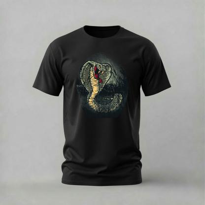 cobra swamp tshirt; hooded cobra shirt; snake graphic tee; predator cobra tshirt; wildlife snake shirt; unisex cobra tee; men cotton tshirt; half sleeve printed tshirt; streetwear; casual wear; cobra merch; snake graphic shirt

