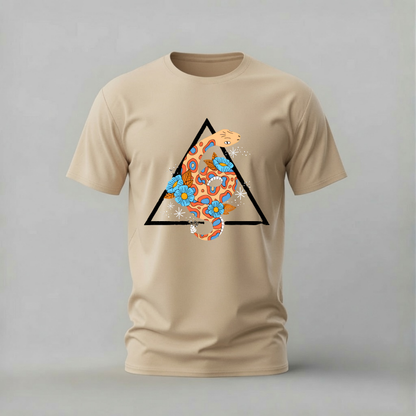colorful snake tshirt; floral snake shirt; patterned snake graphic tee; snake with flowers tshirt; artistic snake shirt; unisex animal tee; men cotton tshirt; half sleeve printed tshirt; streetwear; casual wear; snake merch; floral graphic shirt
