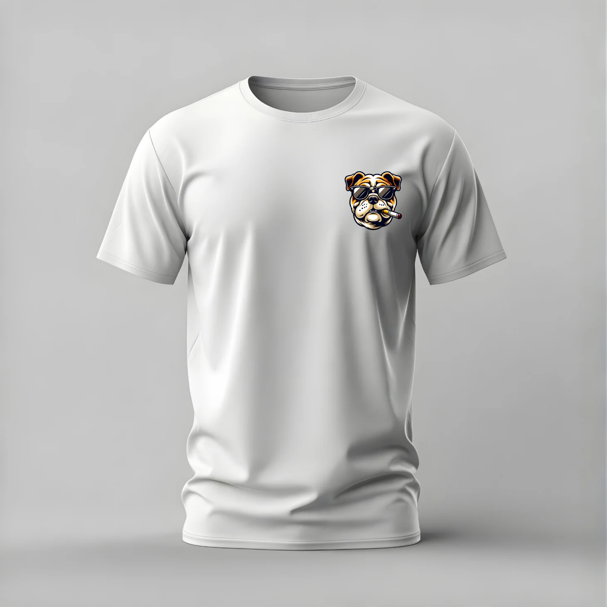 cool bulldog tshirt; sunglasses dog shirt; cigar bulldog graphic tee; tough dog tshirt; unisex cool bulldog tee; men cotton tshirt; half sleeve printed tshirt; dog merch; casual wear
