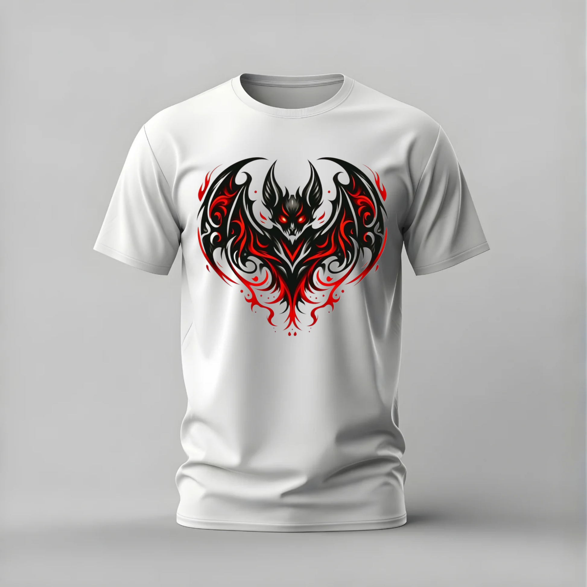dark demon tshirt; bat wings shirt; demon bat graphic tee; gothic demon tshirt; tribal bat shirt; unisex demon tee; men cotton tshirt; half sleeve printed tshirt; streetwear; casual wear; demon merch; dark graphic shirt
