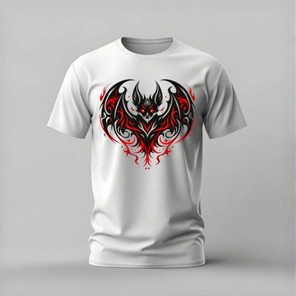 dark demon tshirt; bat wings shirt; demon bat graphic tee; gothic demon tshirt; tribal bat shirt; unisex demon tee; men cotton tshirt; half sleeve printed tshirt; streetwear; casual wear; demon merch; dark graphic shirt
