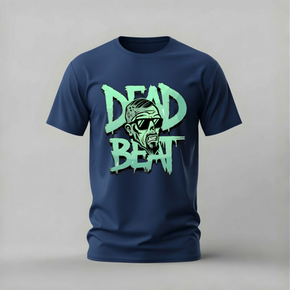 dead beat tshirt; zombie face shirt; dead beat graphic tee; green zombie tshirt; streetwear face shirt; unisex zombie tee; men cotton tshirt; half sleeve printed tshirt; streetwear; casual wear; dead beat merch; zombie graphic shirt
