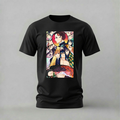 demon slayer tshirt; tanjiro nezuko shirt; hashira group graphic tee; anime demon slayer tshirt; unisex anime tee; men cotton tshirt; half sleeve printed tshirt; anime merch; casual wear