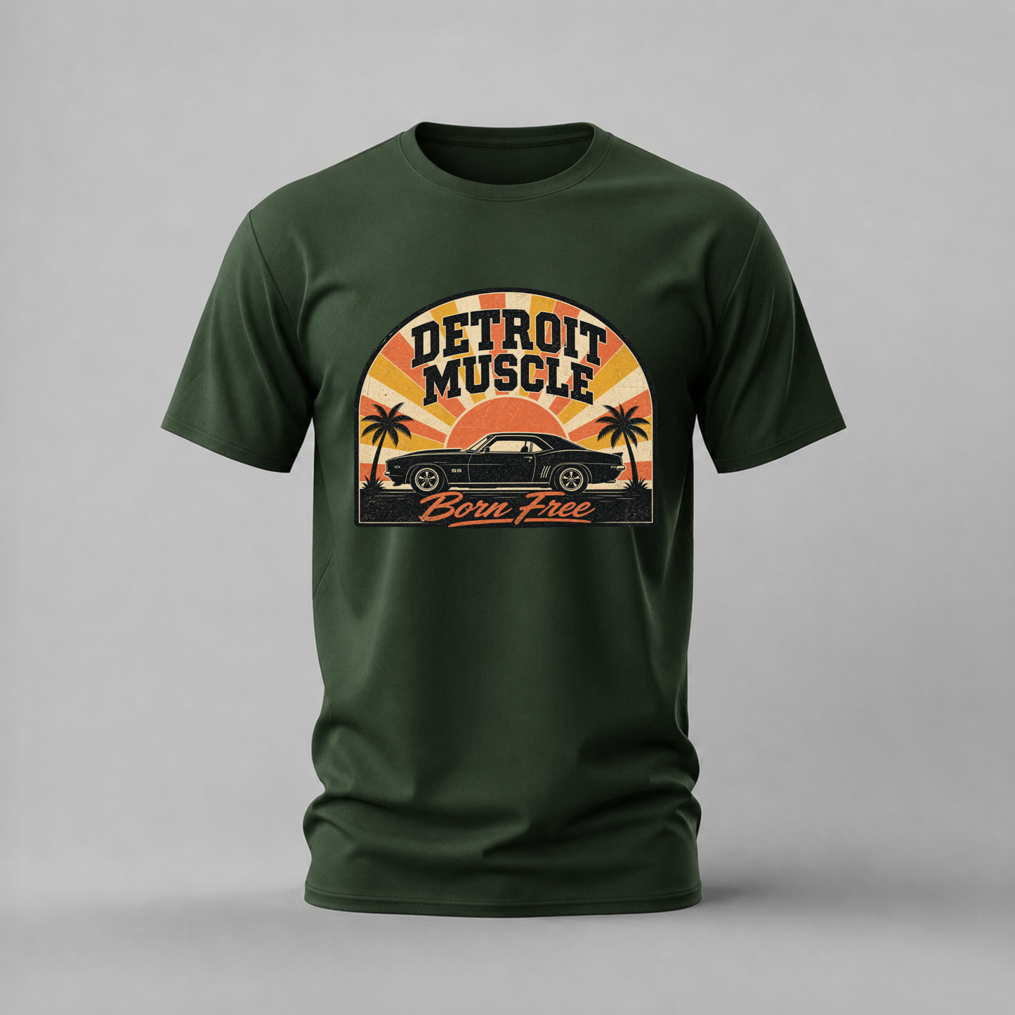 detroit muscle tshirt; muscle car graphic shirt; born free car tee; classic muscle tshirt; detroit car graphic; american muscle tee; unisex car tshirt; men cotton tshirt; half sleeve printed tshirt; streetwear; casual wear; muscle car merch; vintage car shirt
