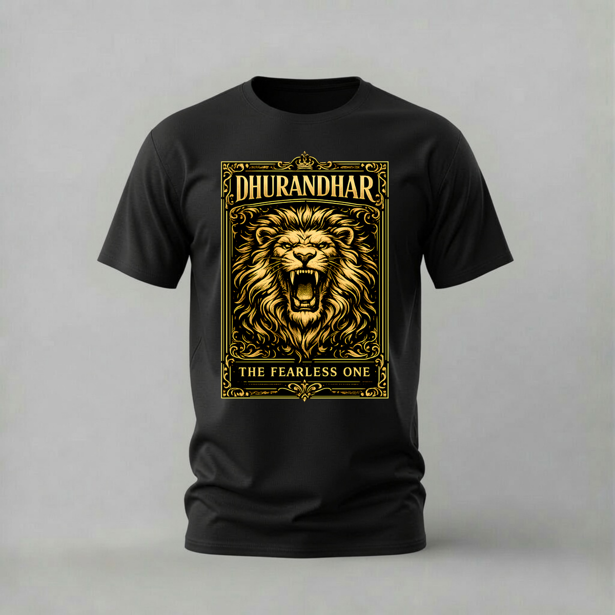 dhurandhar tshirt; the fearless one shirt; roaring lion graphic tee; dhurandhar lion tshirt; unisex graphic tee; men cotton tshirt; half sleeve printed tshirt; street merch; casual wear