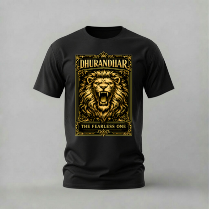 dhurandhar tshirt; the fearless one shirt; roaring lion graphic tee; dhurandhar lion tshirt; unisex graphic tee; men cotton tshirt; half sleeve printed tshirt; street merch; casual wear
