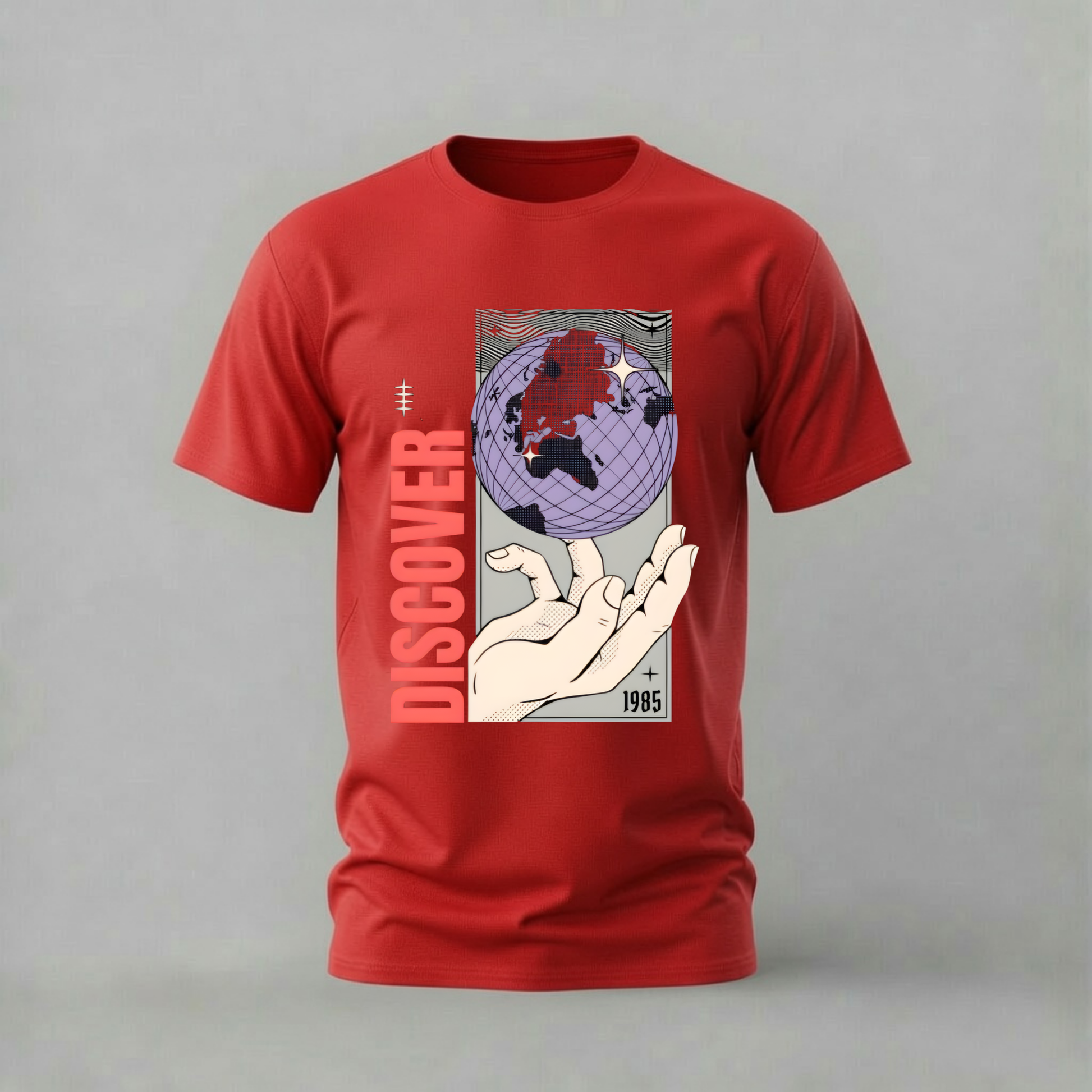 discover tshirt; globe hand shirt; discover graphic tee; world globe tshirt; explorer shirt; unisex travel tee; men cotton tshirt; half sleeve printed tshirt; streetwear; casual wear; discover merch; globe graphic shirt
