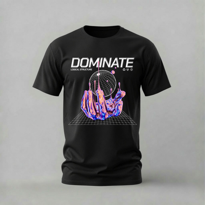 dominate tshirt; liquid hand shirt; abstract chrome graphic tee; logical structure tshirt; futuristic hand shirt; unisex dominate tee; men cotton tshirt; half sleeve printed tshirt; streetwear; casual wear; abstract merch; futuristic graphic shirt