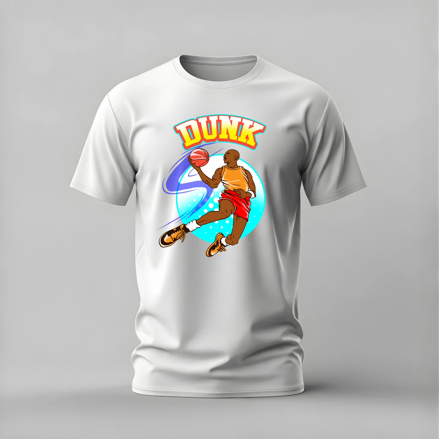 dunk basketball tshirt; slam dunk shirt; basketball graphic tee; dunk action tshirt; sports basketball shirt; unisex dunk tee; men cotton tshirt; half sleeve printed tshirt; streetwear; casual wear; basketball merch; sports graphic shirt
