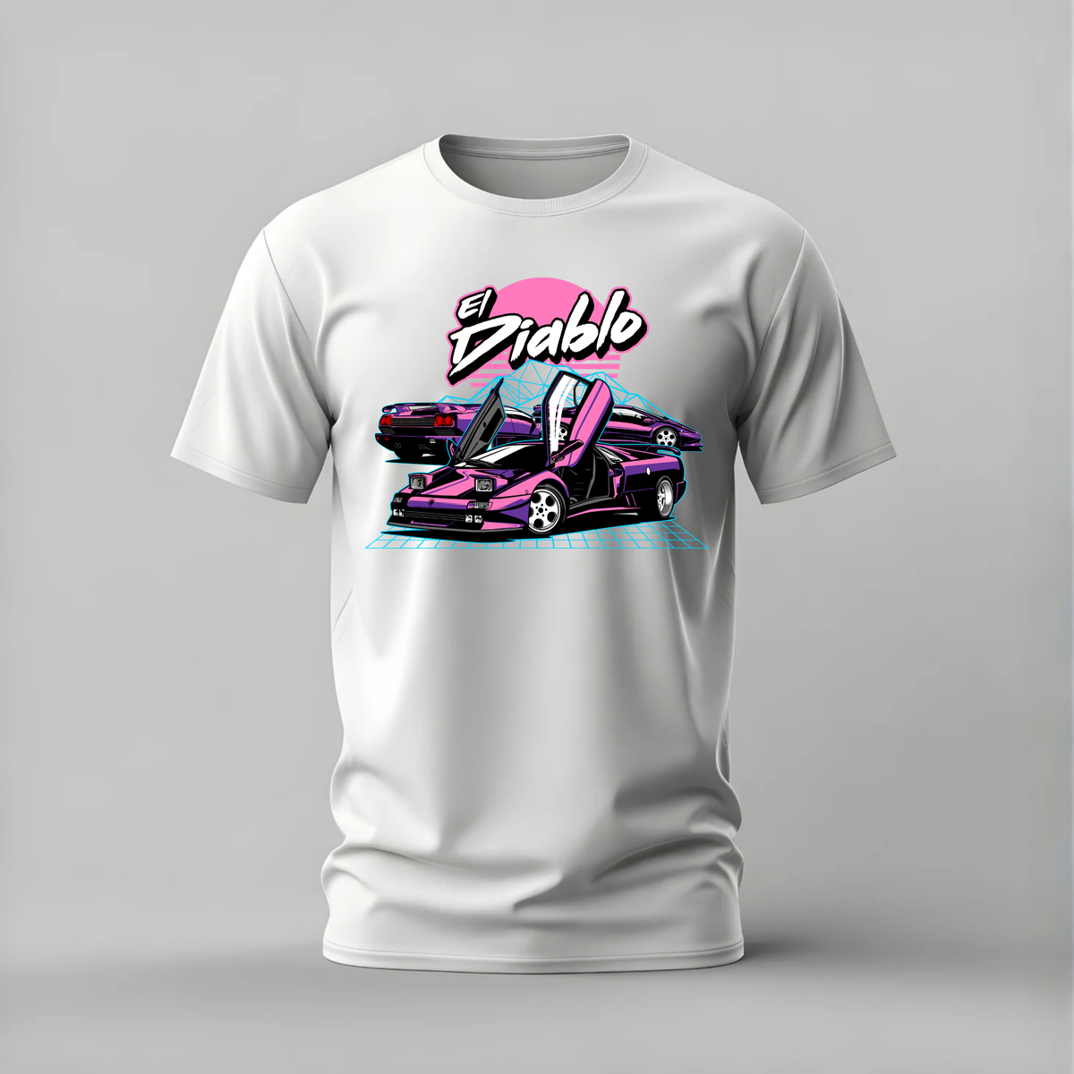 el diablo tshirt; lamborghini diablo shirt; purple diablo graphic tee; 90s lambo tshirt; unisex car tee; men cotton tshirt; half sleeve printed tshirt; car merch; casual wear