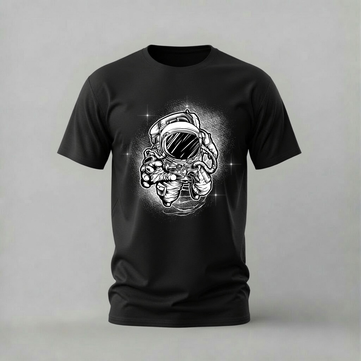 floating astronaut tshirt; space suit shirt; astronaut graphic tee; black white astronaut tshirt; space explorer shirt; unisex astronaut tee; men cotton tshirt; half sleeve printed tshirt; streetwear; casual wear; space merch; astronaut graphic shirt
