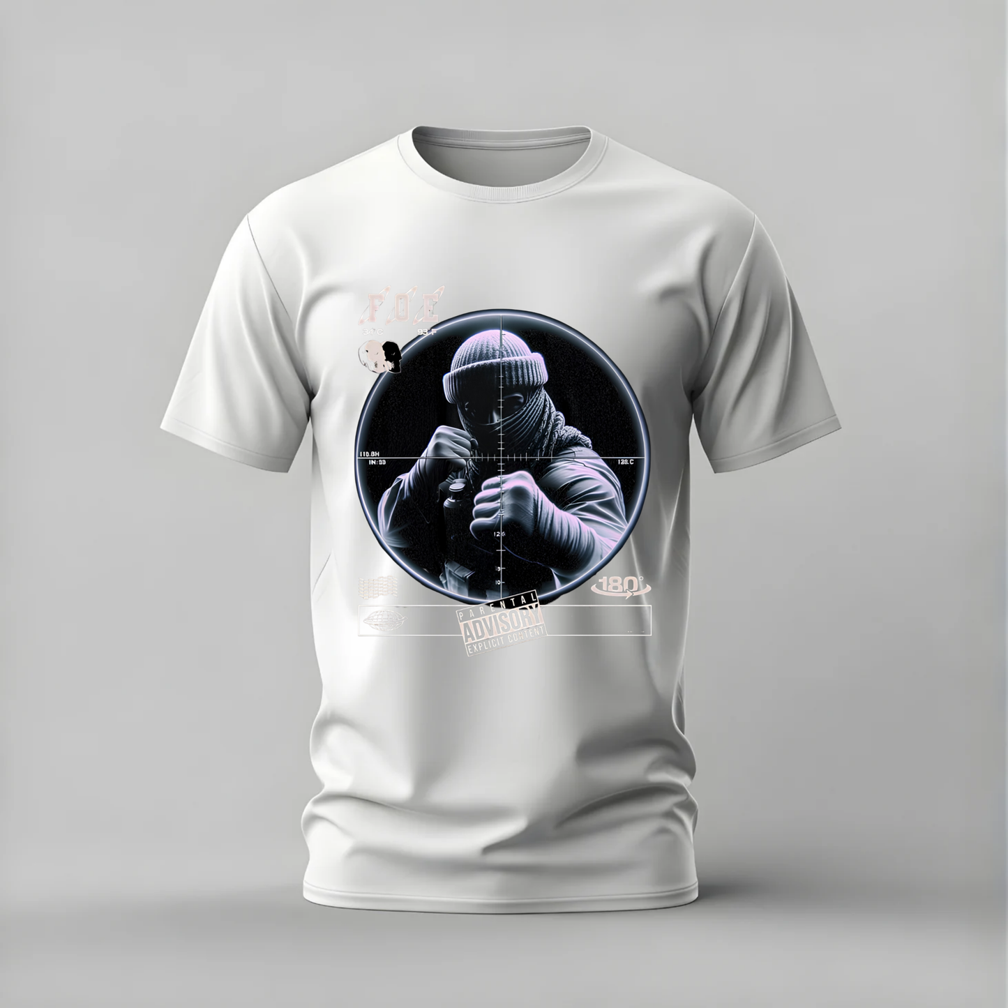 foe tshirt; masked foe shirt; explicit parental advisory tee; sniper mask graphic; dark streetwear tshirt; unisex explicit tee; men cotton tshirt; half sleeve printed tshirt; streetwear; casual wear; edgy merch; mask graphic shirt
