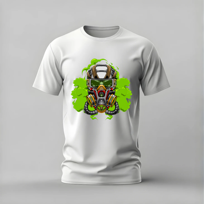 gas mask tshirt; toxic gas mask shirt; respirator graphic tee; toxic smoke tshirt; street art gas mask; dark industrial tee; unisex bold tshirt; men cotton tshirt; half sleeve printed tshirt; streetwear; casual wear; dark art merch; mask graphic shirt
