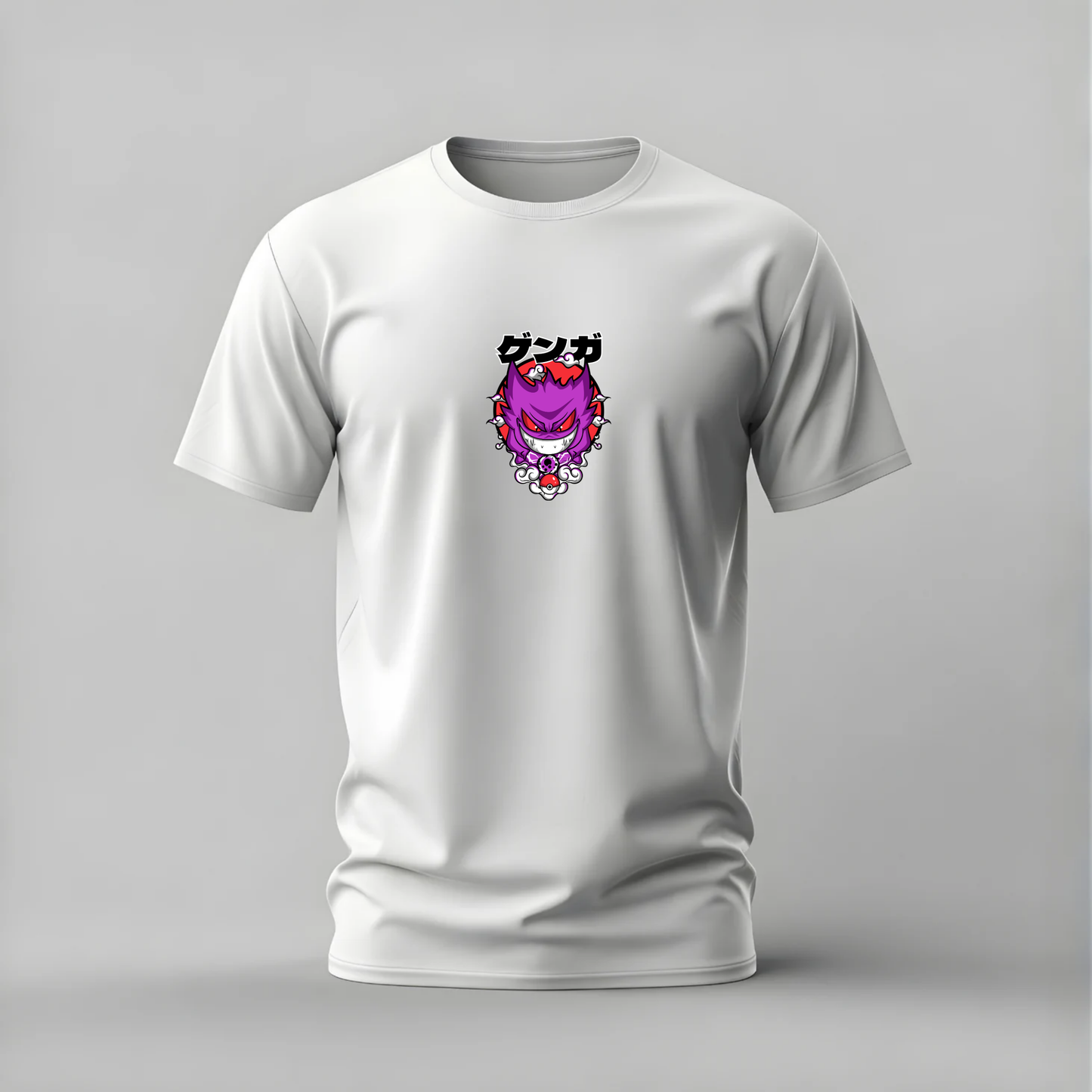 gengar tshirt; pokemon gengar shirt; gengar graphic tee; pokemon ghost tshirt; gengar anime shirt; unisex pokemon tee; men cotton tshirt; half sleeve printed tshirt; streetwear; casual wear; gengar merch; pokemon graphic shirt
