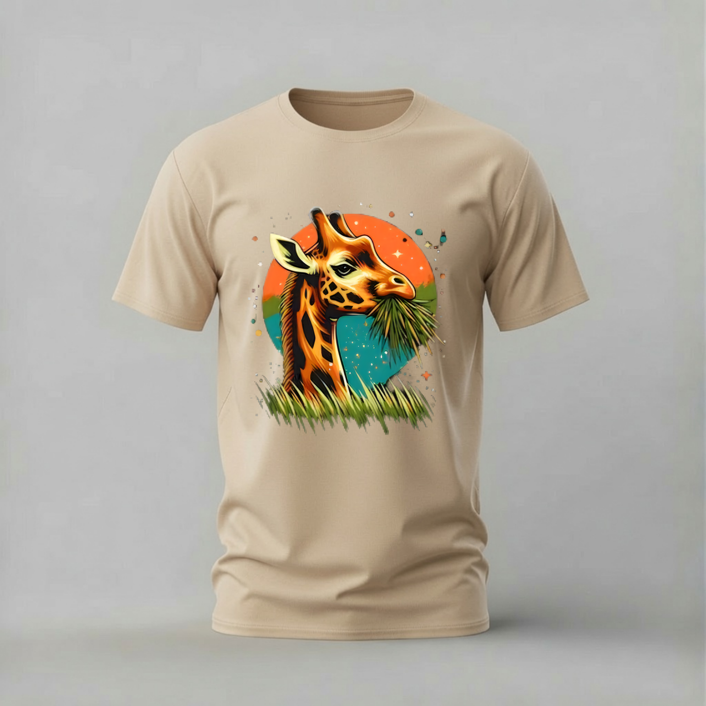 giraffe tshirt; sunset giraffe shirt; giraffe graphic tee; animal giraffe tshirt; nature giraffe shirt; unisex animal tee; men cotton tshirt; half sleeve printed tshirt; streetwear; casual wear; giraffe merch; animal graphic shirt