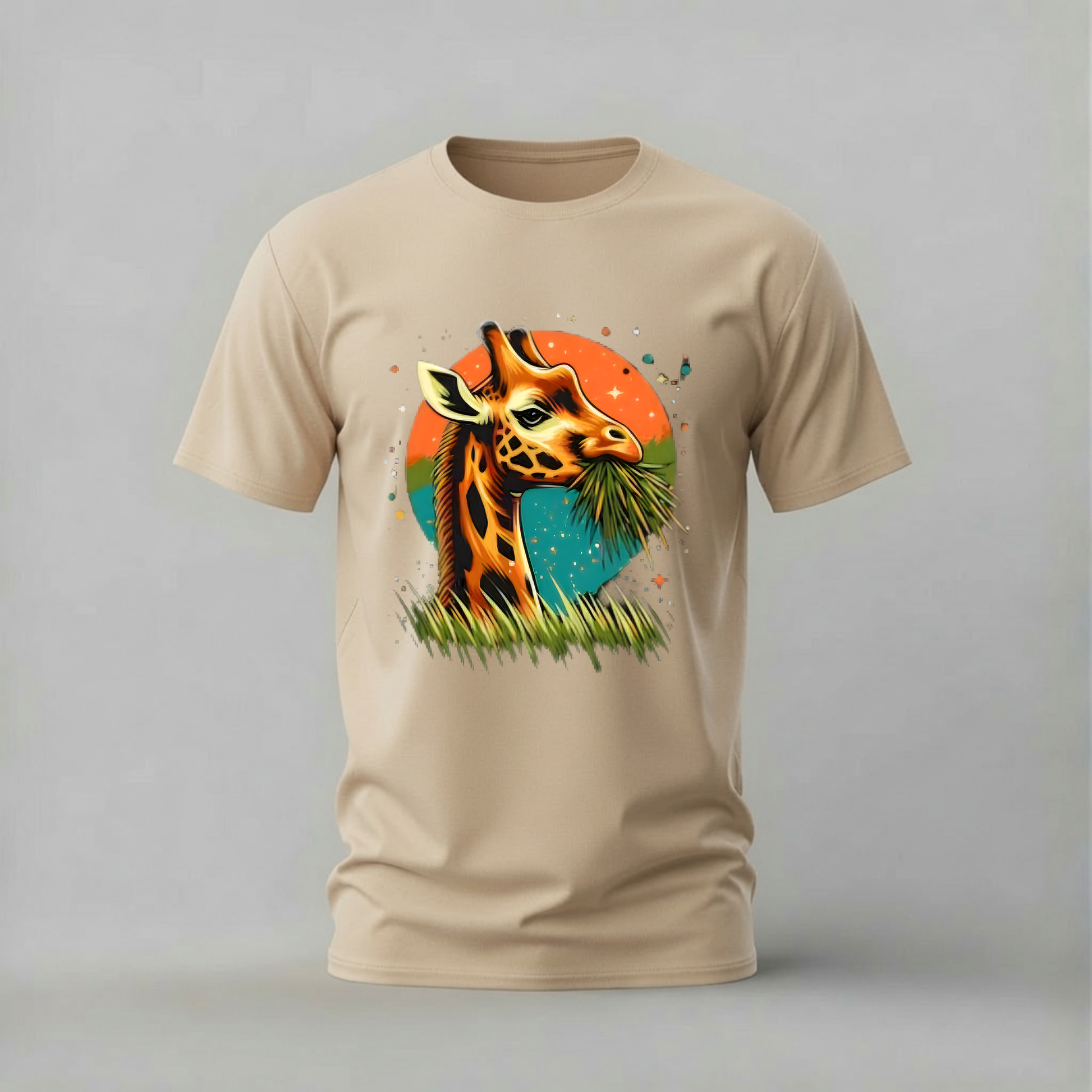 giraffe tshirt; sunset giraffe shirt; giraffe graphic tee; animal giraffe tshirt; nature giraffe shirt; unisex animal tee; men cotton tshirt; half sleeve printed tshirt; streetwear; casual wear; giraffe merch; animal graphic shirt