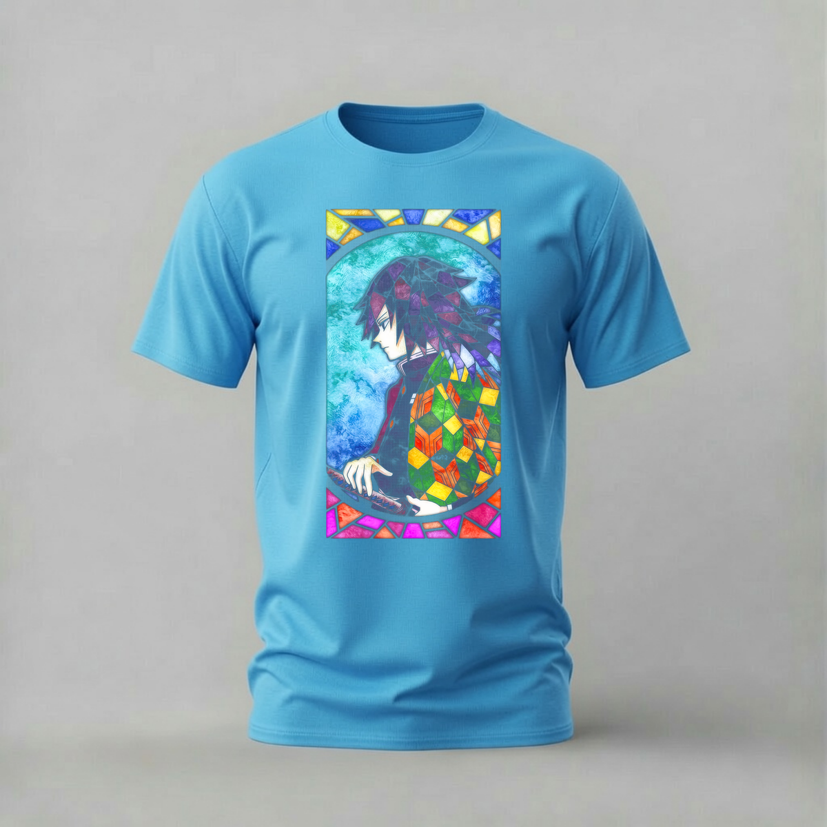 giyu tomioka tshirt; demon slayer shirt; water hashira graphic tee; anime giyu tshirt; unisex demon slayer tee; men cotton tshirt; half sleeve printed tshirt; anime merch; casual wear