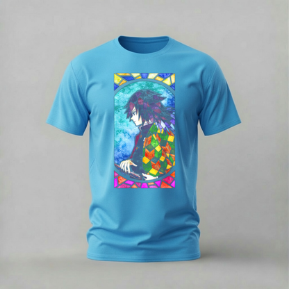 giyu tomioka tshirt; demon slayer shirt; water hashira graphic tee; anime giyu tshirt; unisex demon slayer tee; men cotton tshirt; half sleeve printed tshirt; anime merch; casual wear