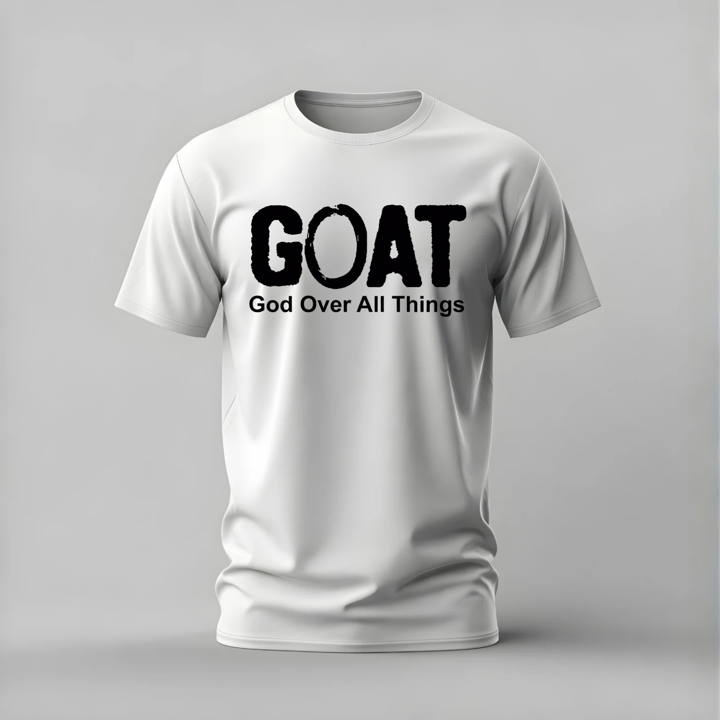goat tshirt; god over all things shirt; goat god graphic tee; faith goat tshirt; christian streetwear; god first tee; unisex faith tshirt; men cotton tshirt; half sleeve printed tshirt; streetwear; casual wear; faith merch; goat acronym shirt
