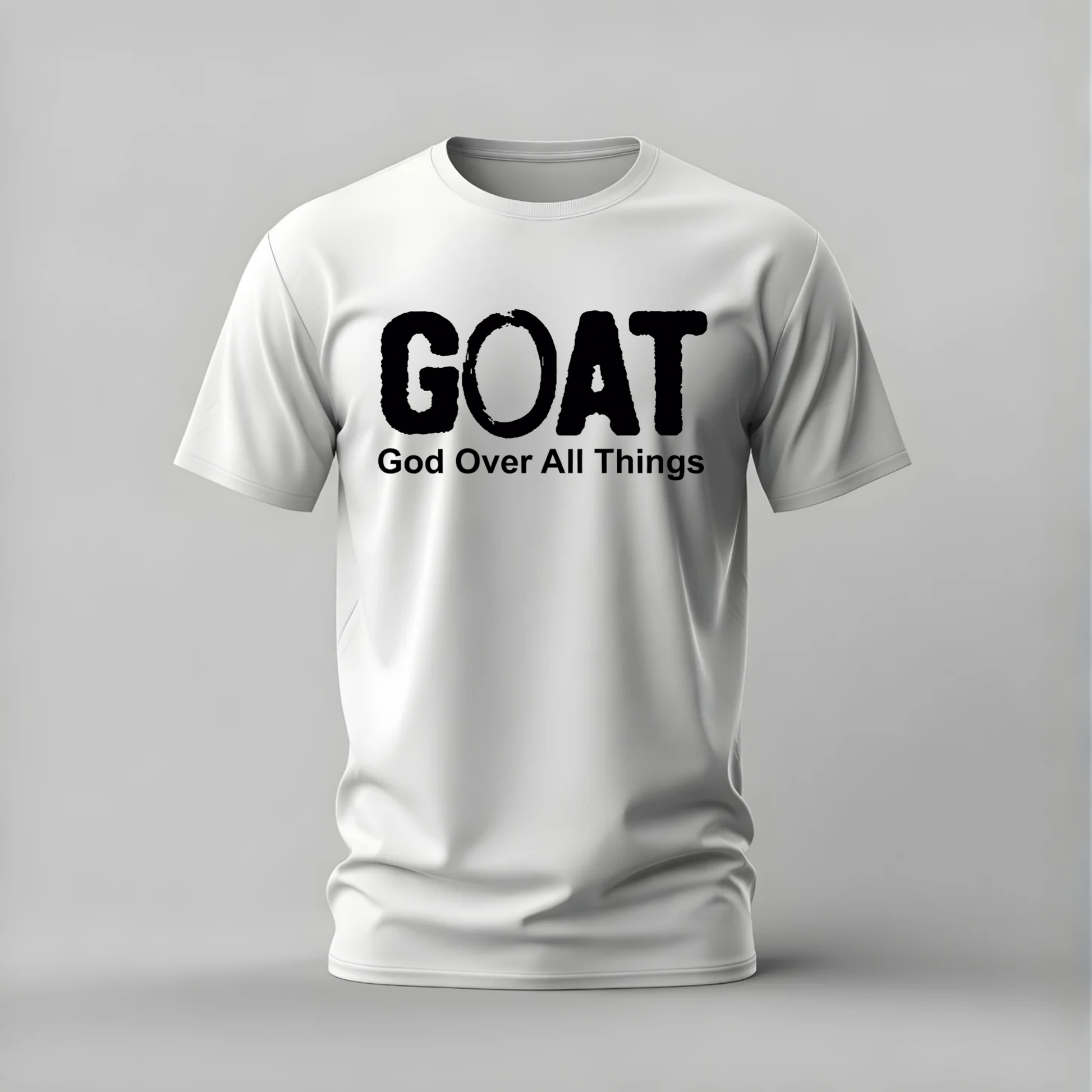 goat tshirt; god over all things shirt; goat god graphic tee; faith goat tshirt; christian streetwear; god first tee; unisex faith tshirt; men cotton tshirt; half sleeve printed tshirt; streetwear; casual wear; faith merch; goat acronym shirt
