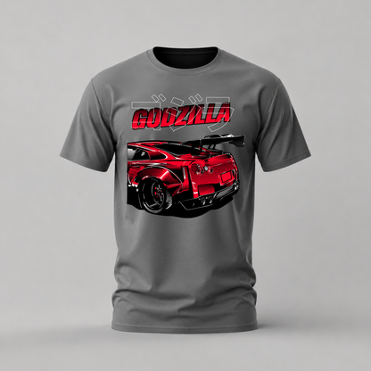 godzilla gtr tshirt; red nissan gtr shirt; r35 godzilla graphic tee; nissan supercar tshirt; unisex car tee; men cotton tshirt; half sleeve printed tshirt; car merch; casual wear