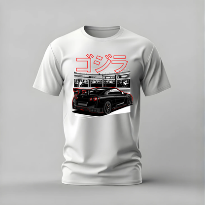 godzilla r35 tshirt; black gtr rear shirt; nissan godzilla graphic tee; r35 rear tshirt; unisex car tee; men cotton tshirt; half sleeve printed tshirt; car merch; casual wear