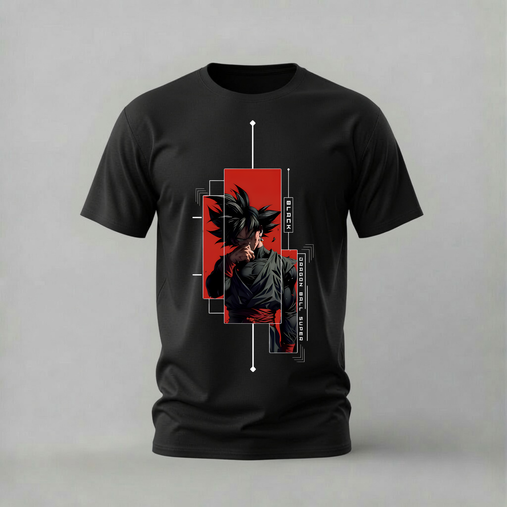 goku black tshirt; dragon ball super shirt; goku black graphic tee; black goku anime tshirt; dragon ball villain shirt; unisex goku black tee; men cotton tshirt; half sleeve printed tshirt; streetwear; casual wear; dragon ball merch; anime graphic shirt