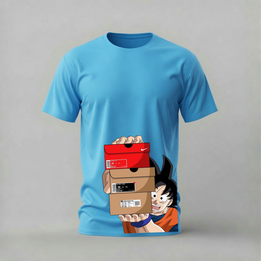 goku yeezy boxes tshirt; sneaker goku shirt; yeezy dragon ball graphic tee; goku shoe boxes tshirt; unisex goku yeezy tee; men cotton tshirt; half sleeve printed tshirt; anime merch; casual wear