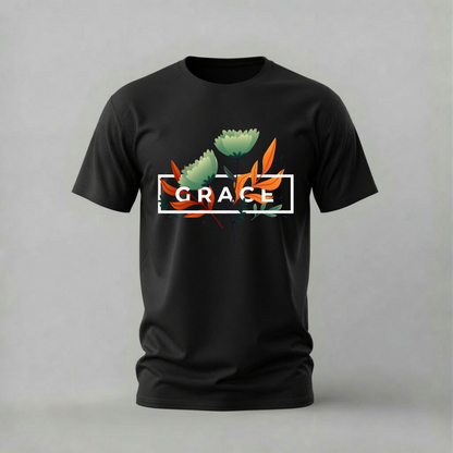 grace tshirt; floral grace shirt; botanical grace graphic tee; grace flowers tshirt; elegant floral shirt; unisex botanical tee; men cotton tshirt; half sleeve printed tshirt; streetwear; casual wear; grace merch; floral graphic shirt
