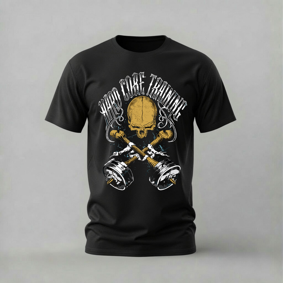 hardcore TRAINING tshirt; skull wheels shirt; car skull graphic tee; hardcore car tshirt; unisex graphic tee; men cotton tshirt; half sleeve printed tshirt; car merch; casual wear