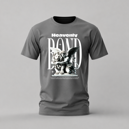 heavenly bond tshirt; angel lion shirt; classical statue graphic tee; heavenly bond art tshirt; unisex graphic tee; men cotton tshirt; half sleeve printed tshirt; art merch; casual wear