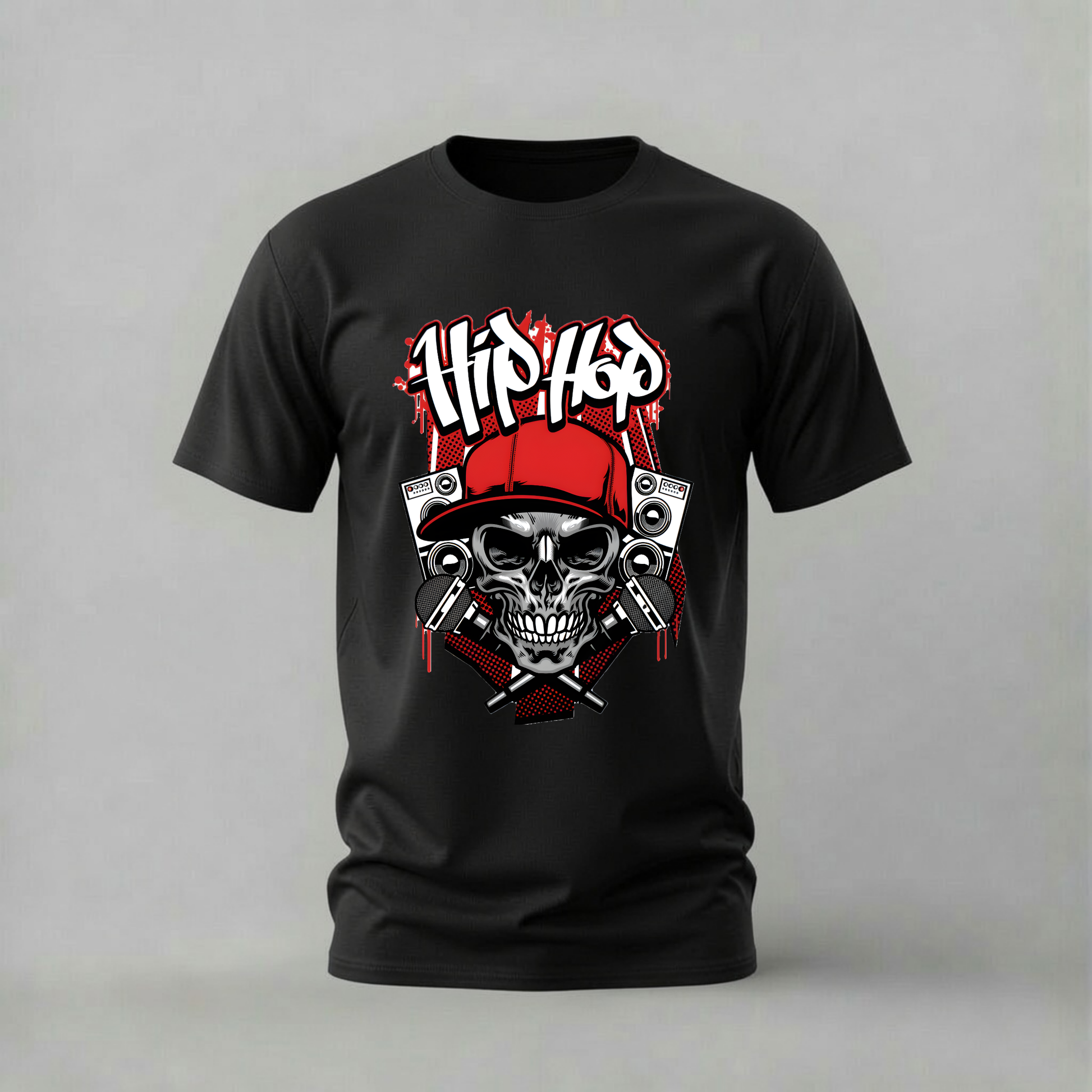 hip hop skull tshirt; hip hop shirt; skull cap graphic tee; hip hop music tshirt; boombox skull shirt; unisex hip hop tee; men cotton tshirt; half sleeve printed tshirt; streetwear; casual wear; hip hop merch; skull graphic shirt
