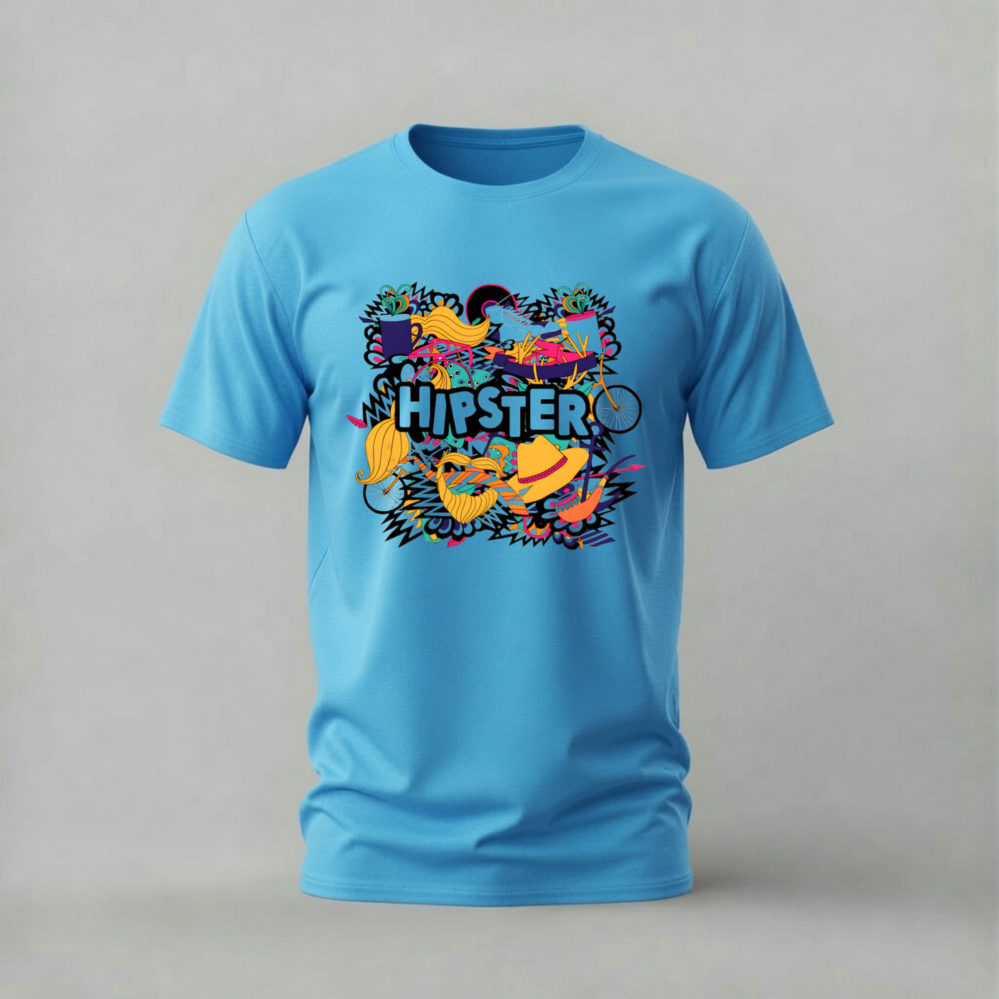 hipster tshirt; hipster collage shirt; colorful hipster graphic tee; mustache hipster tshirt; vintage hipster shirt; unisex hipster tee; men cotton tshirt; half sleeve printed tshirt; streetwear; casual wear; hipster merch; collage graphic shirt
