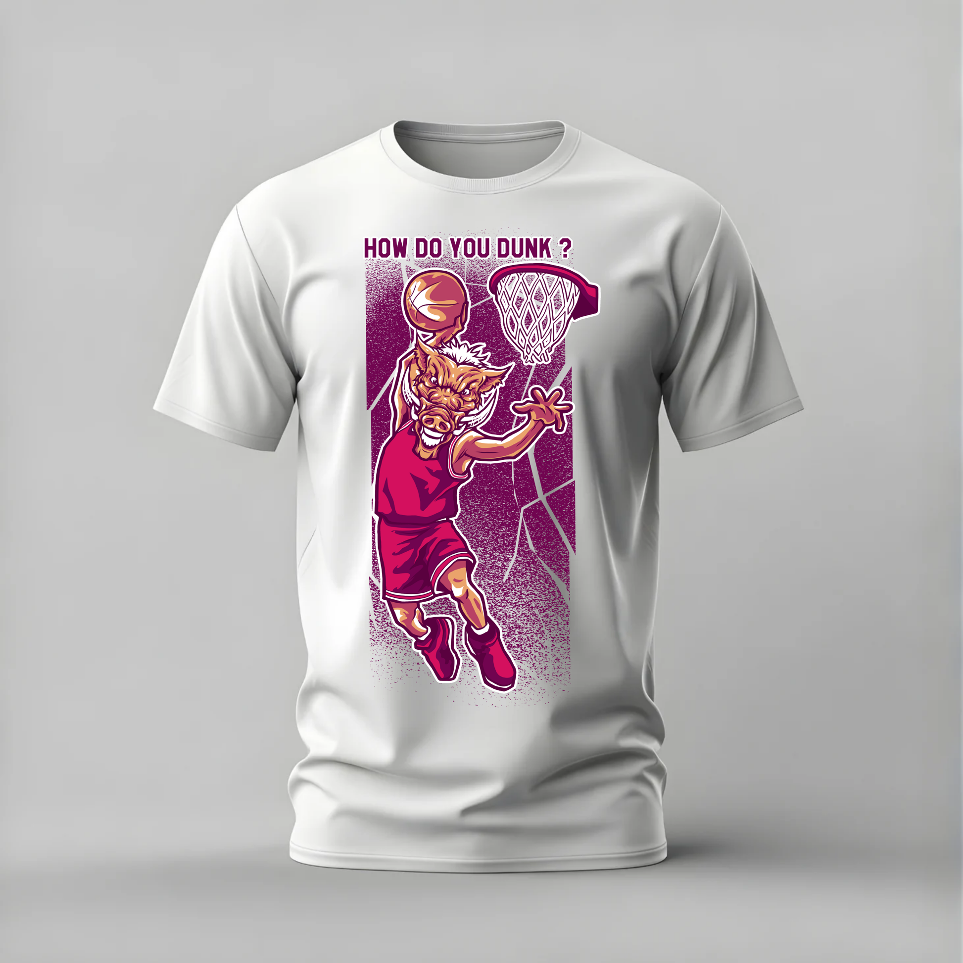 how do you dunk tshirt; warthog basketball shirt; dunk warthog graphic tee; animal basketball tshirt; funny dunk shirt; unisex warthog tee; men cotton tshirt; half sleeve printed tshirt; streetwear; casual wear; warthog merch; basketball graphic shirt
