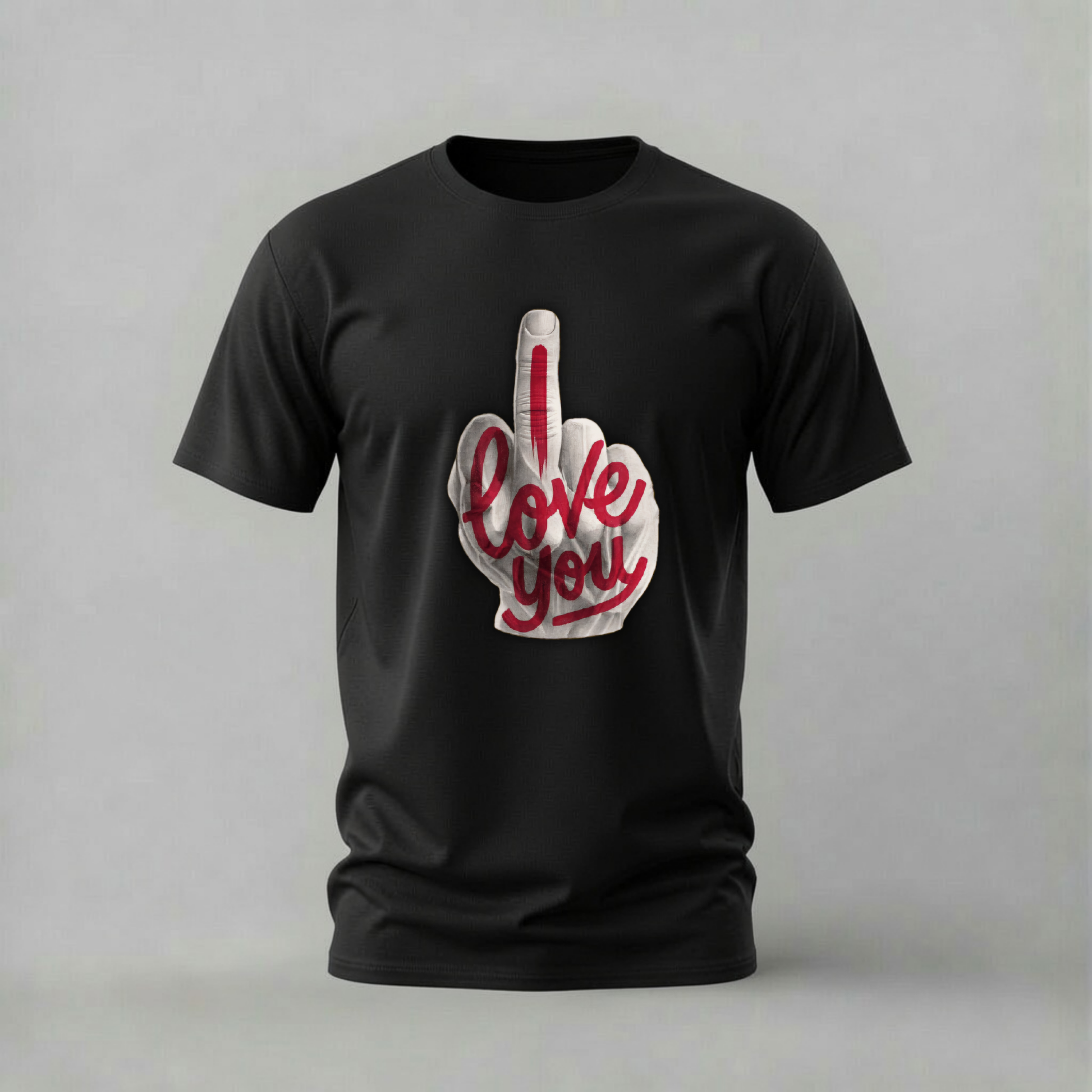 i love you middle finger tshirt; middle finger shirt; i love you graphic tee; sarcastic love tshirt; attitude shirt; unisex finger tee; men cotton tshirt; half sleeve printed tshirt; streetwear; casual wear; love merch; finger graphic shirt
