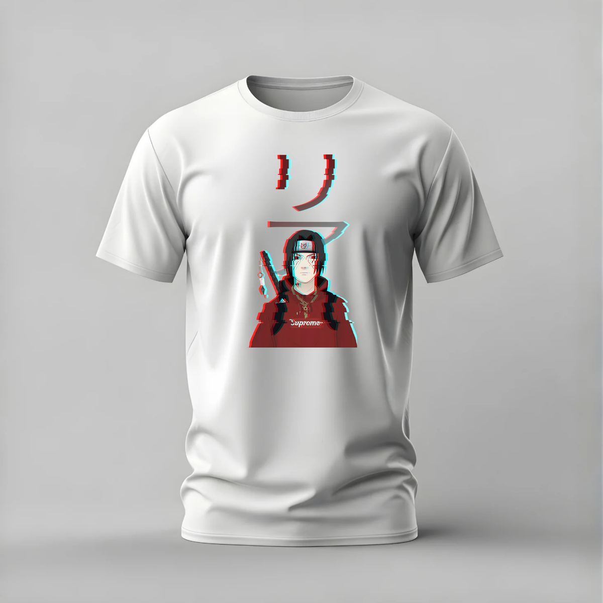 itachi supreme tshirt; naruto glitch shirt; itachi uchiha graphic tee; anime streetwear tshirt; unisex naruto tee; men cotton tshirt; half sleeve printed tshirt; anime merch; casual wear