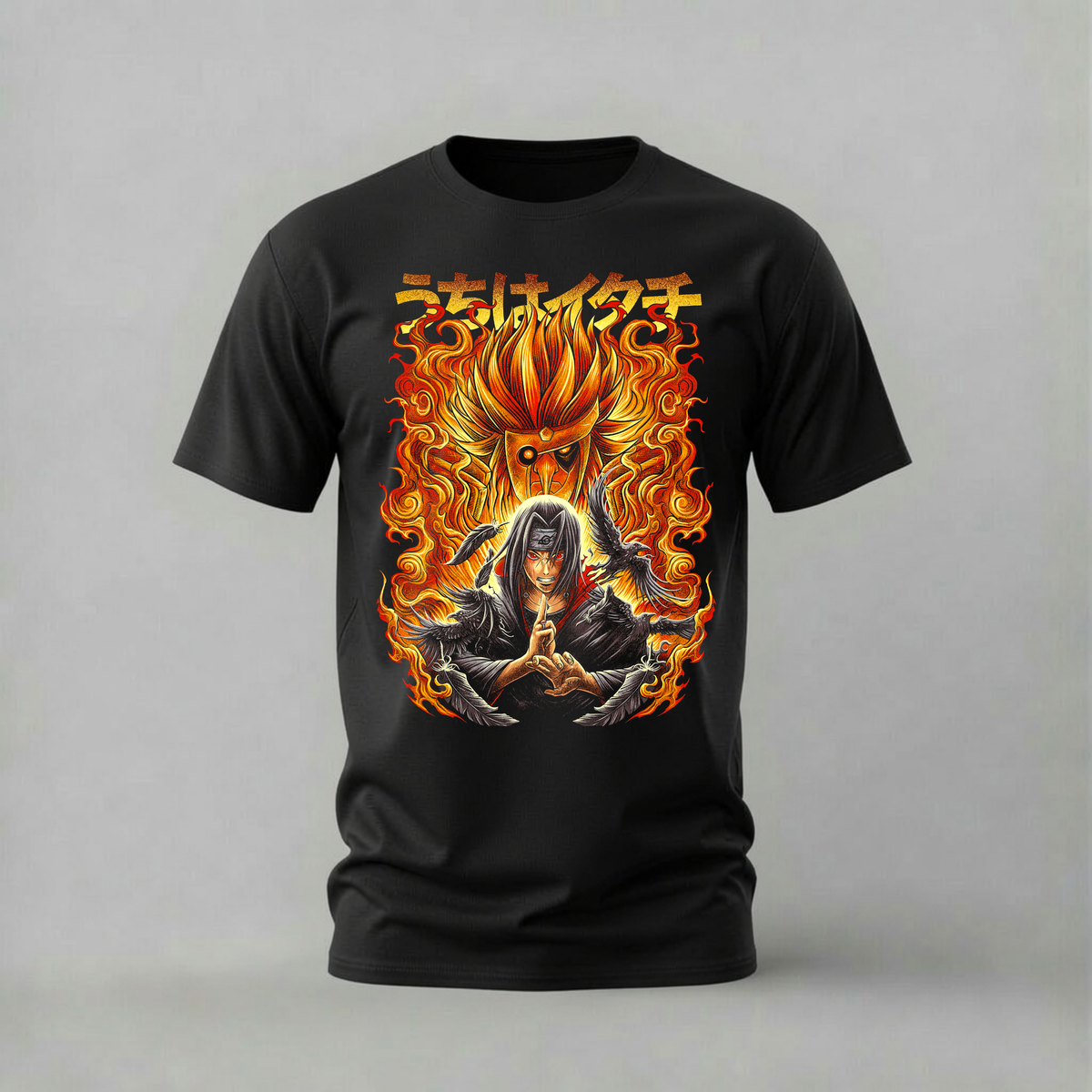 itachi susanoo tshirt; naruto itachi fire shirt; uchiha susanoo graphic tee; itachi crows tshirt; unisex itachi susanoo tee; men cotton tshirt; half sleeve printed tshirt; anime merch; casual wear