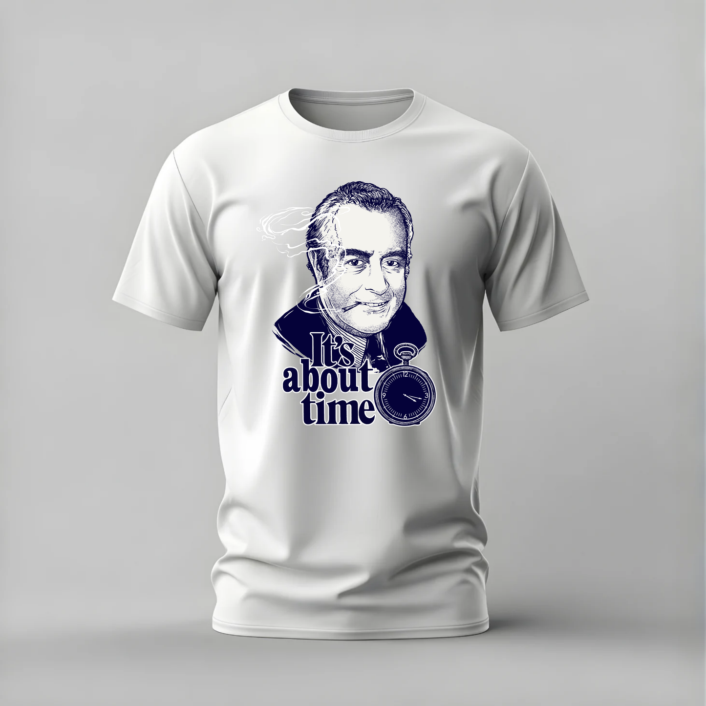its about time tshirt; vintage man shirt; stopwatch graphic tee; classic portrait tshirt; retro time shirt; unisex vintage tee; men cotton tshirt; half sleeve printed tshirt; streetwear; casual wear; vintage merch; time graphic shirt

