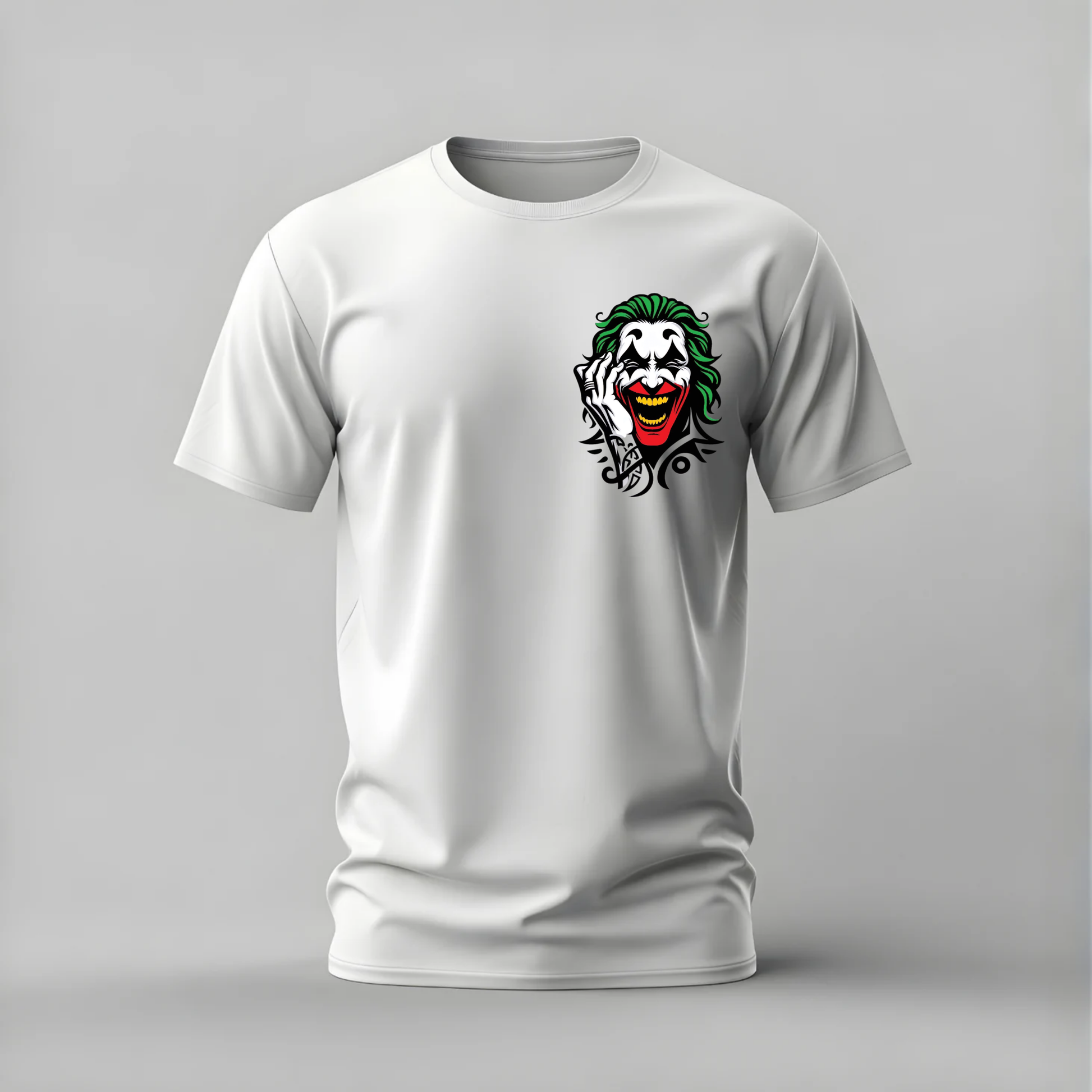 joker tshirt; laughing joker shirt; joker graphic tee; comic joker tshirt; dark joker shirt; unisex joker tee; men cotton tshirt; half sleeve printed tshirt; streetwear; casual wear; joker merch; comic graphic shirt

