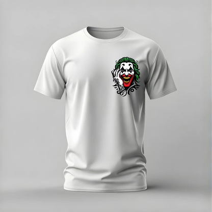 joker tshirt; laughing joker shirt; joker graphic tee; comic joker tshirt; dark joker shirt; unisex joker tee; men cotton tshirt; half sleeve printed tshirt; streetwear; casual wear; joker merch; comic graphic shirt
