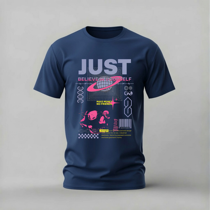 just believe in yourself tshirt; make money no friends shirt; motivational graphic tee; brutalism design tshirt; mindset hustle tee; unisex motivational tshirt; men cotton tshirt; half sleeve printed tshirt; streetwear; casual wear; motivational merch; believe graphic shirt
