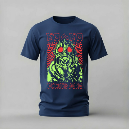 koako dorohedoro tshirt; gas mask anime shirt; dorohedoro graphic tee; horror anime tshirt; unisex graphic tee; men cotton tshirt; half sleeve printed tshirt; anime merch; casual wear