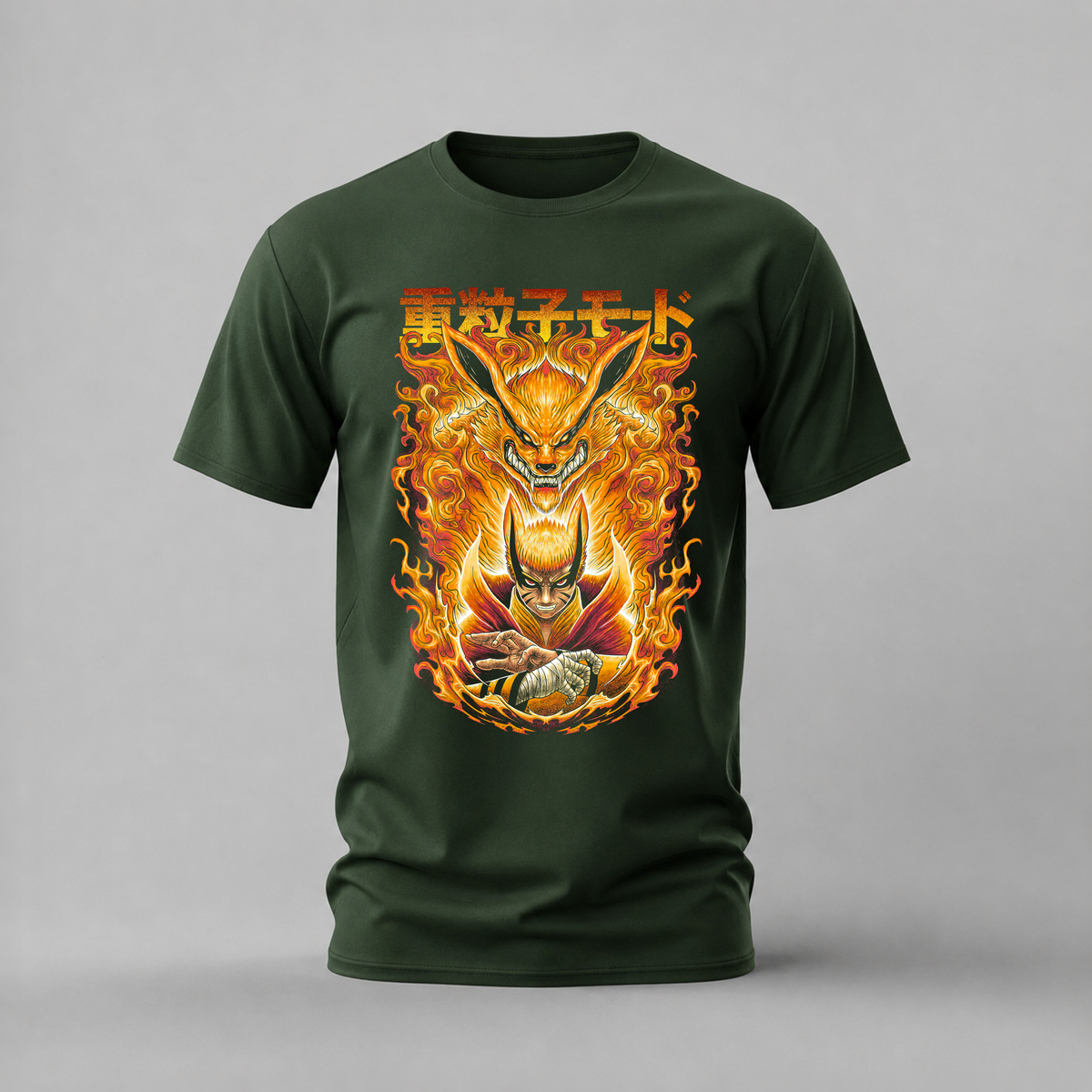 kurama mode tshirt; nine tails naruto shirt; kurama graphic tee; bijuu mode tshirt; unisex kurama mode tee; men cotton tshirt; half sleeve printed tshirt; anime merch; casual wear