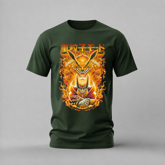 kurama mode tshirt; nine tails naruto shirt; kurama graphic tee; bijuu mode tshirt; unisex kurama mode tee; men cotton tshirt; half sleeve printed tshirt; anime merch; casual wear