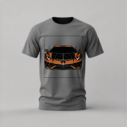 lamborghini low poly tshirt; low poly lamborghini shirt; supercar geometric tee; orange lamborghini graphic; low poly car shirt; unisex lamborghini tee; men cotton tshirt; half sleeve printed tshirt; streetwear; casual wear; lamborghini merch; supercar fan shirt
