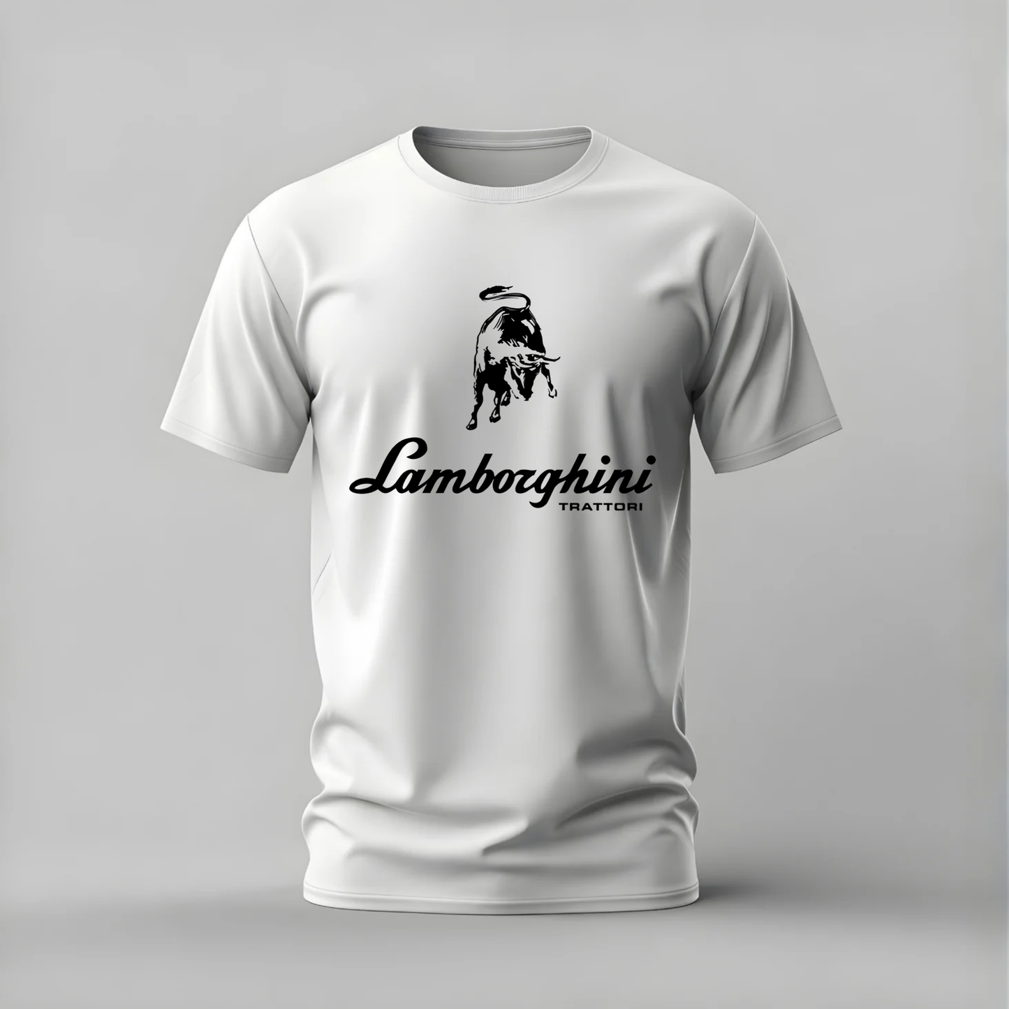 lamborghini trattori tshirt; lamborghini tractor shirt; trattori logo graphic; lamborghini heritage tee; tractor bull logo; unisex lamborghini tshirt; men cotton tshirt; half sleeve printed tshirt; streetwear; casual wear; lamborghini merch; tractor fan shirt
