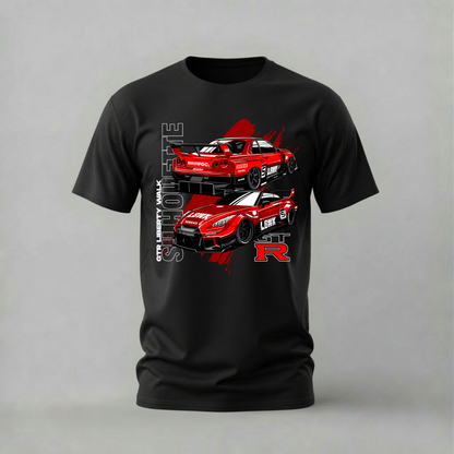 lbwk r34 tshirt; liberty walk skyline shirt; red lbwk graphic tee; nissan r34 tshirt; unisex car tee; men cotton tshirt; half sleeve printed tshirt; car merch; casual wear