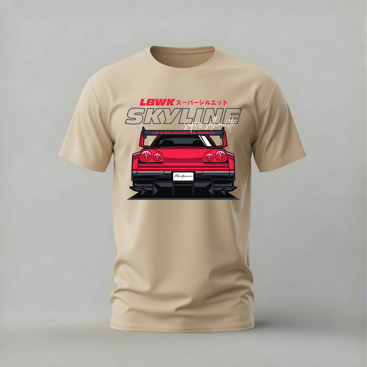 lbwk skyline tshirt; liberty walk shirt; red skyline graphic tee; jdm widebody tshirt; unisex car tee; men cotton tshirt; half sleeve printed tshirt; car merch; casual wear