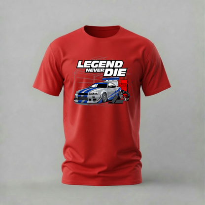 legend never die tshirt; skyline garage shirt; nissan legend graphic tee; car culture tshirt; unisex car tee; men cotton tshirt; half sleeve printed tshirt; car merch; casual wear